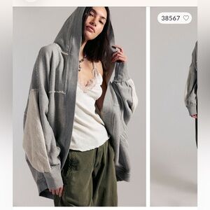Free People Forever Yours Oversized Two-Tone Gray Hoodie Size Medium